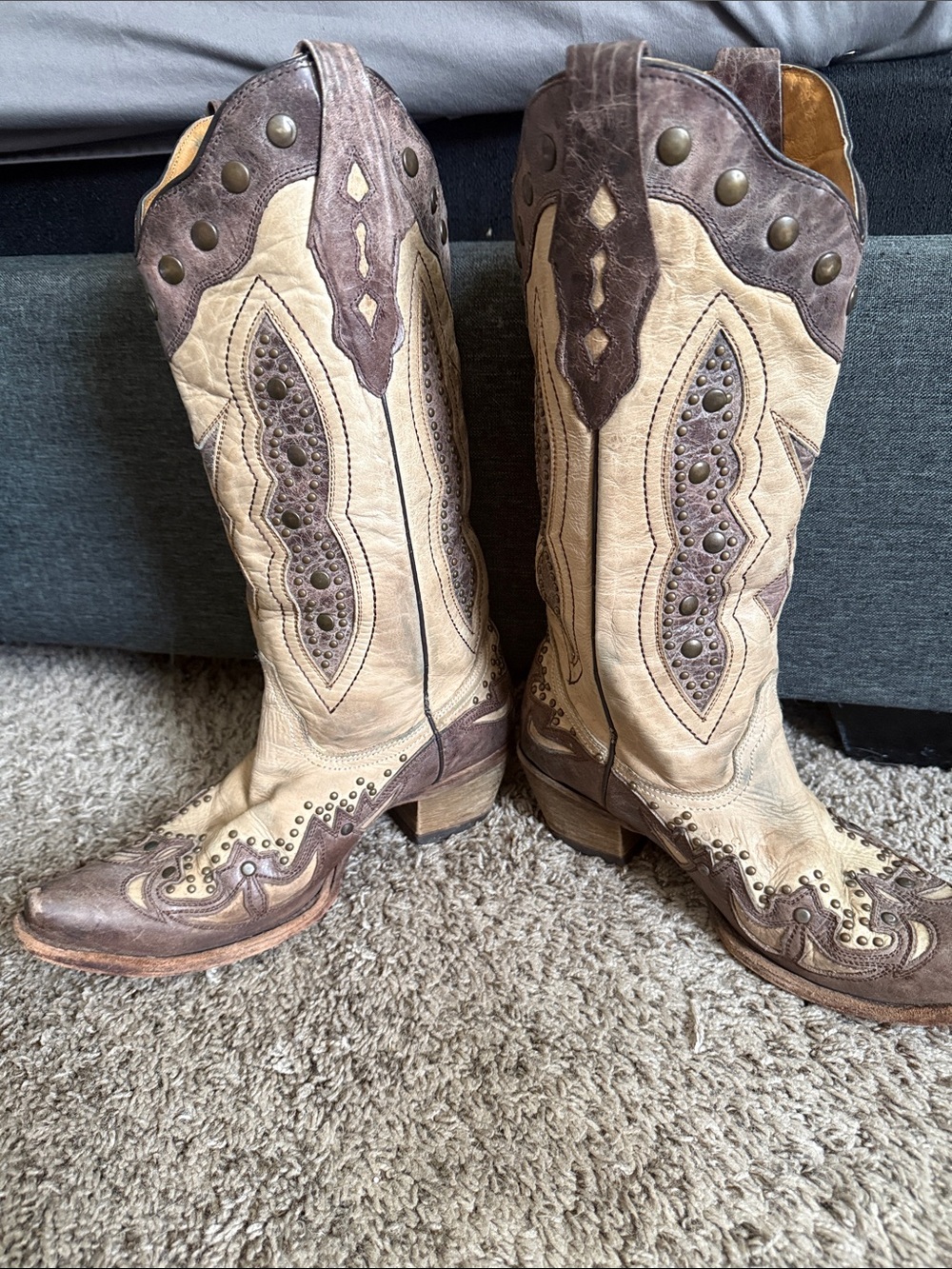 Corral Women's Two-Tone Brown & Cream Western Cowboy Boots
